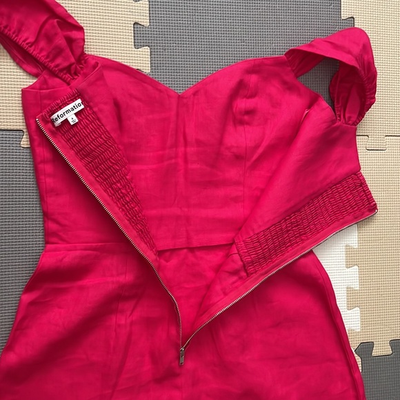 Reformation Gavina Linen Dress - deep magenta - Picture 6 of 7